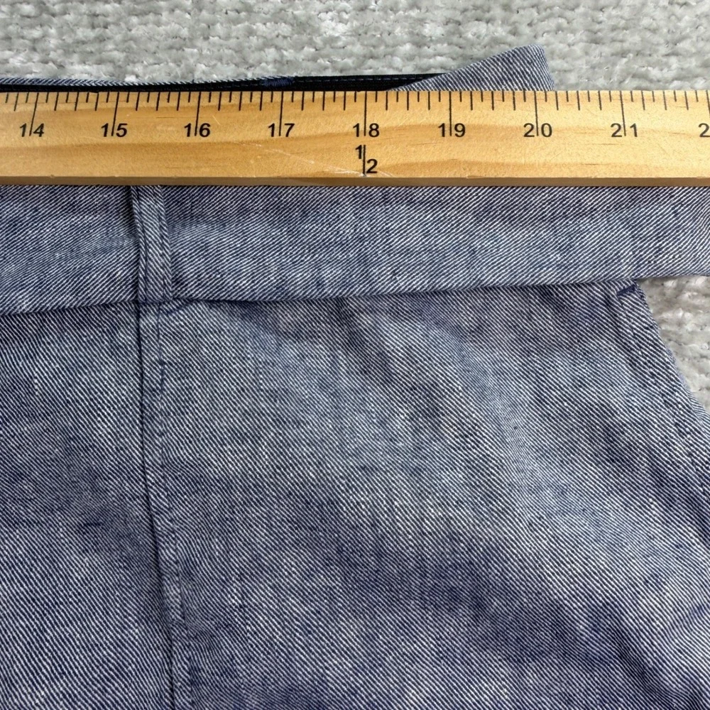 Lane‎ Bryant Shorts Belted Linen Cotton Blend 18 Blue Plus Size Casual Summer